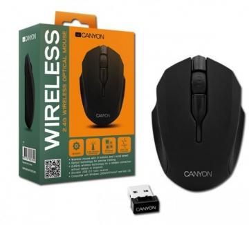 Mouse CANYON CNR-FMSOW01 (Wireless 2.4GHz, Optical 1600dpi,3 btn), Varnish Black - Pret | Preturi Mouse CANYON CNR-FMSOW01 (Wireless 2.4GHz, Optical 1600dpi,3 btn), Varnish Black