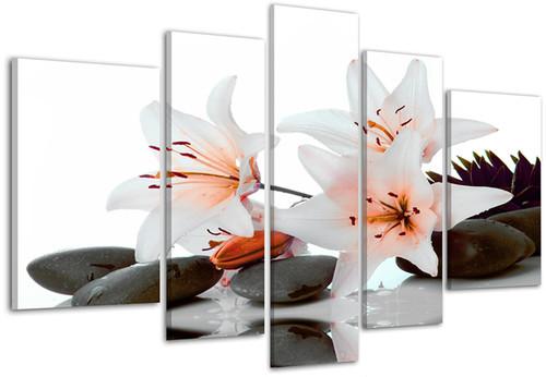 Tablou modern cu flori din 5 piese model 346-1 - Pret | Preturi Tablou modern cu flori din 5 piese model 346-1