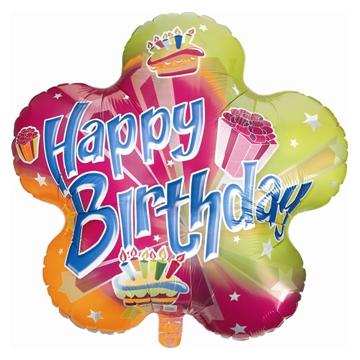 Balon folie 75x75 cm Happy Birthday - Floare - Pret | Preturi Balon folie 75x75 cm Happy Birthday - Floare