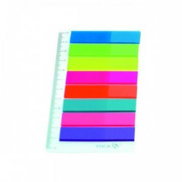 Stick index plastic transparent color 45 x 12 mm, 8 x 25 buc/set + rigla, HOPAX - 8 culori neon - Pret | Preturi Stick index plastic transparent color 45 x 12 mm, 8 x 25 buc/set + rigla, HOPAX - 8 culori neon