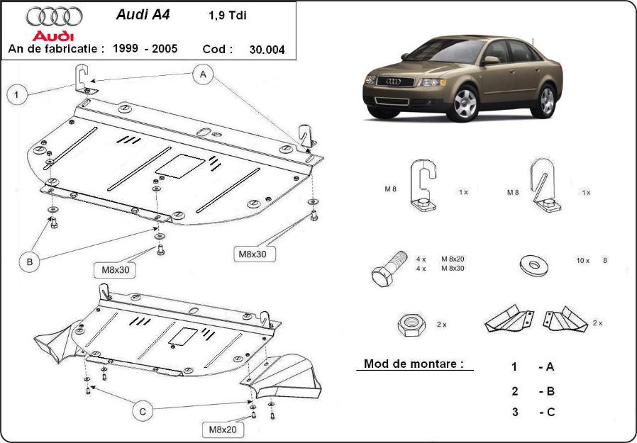 Scut motor metalic Audi A4 - Pret | Preturi Scut motor metalic Audi A4
