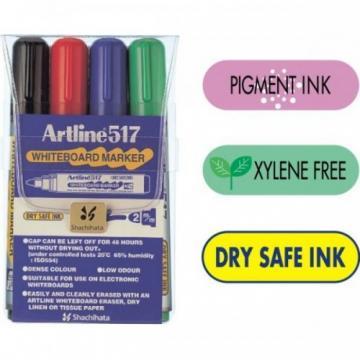 Whiteboard marker varf rotund, 2.0mm, corp plastic, 4buc/set, ARTLINE 517 - (BK,RE,BL,GR) - Pret | Preturi Whiteboard marker varf rotund, 2.0mm, corp plastic, 4buc/set, ARTLINE 517 - (BK,RE,BL,GR)