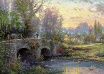 Puzzle Schmidt 1000 Thomas Kinkade : Cobblestone Evening - Pret | Preturi Puzzle Schmidt 1000 Thomas Kinkade : Cobblestone Evening