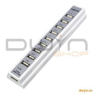 HUB USB 2.0 extern, 10*USB, incl. alimentare 3.5A, white, Logilink "UA0095" - Pret | Preturi HUB USB 2.0 extern, 10*USB, incl. alimentare 3.5A, white, Logilink "UA0095"