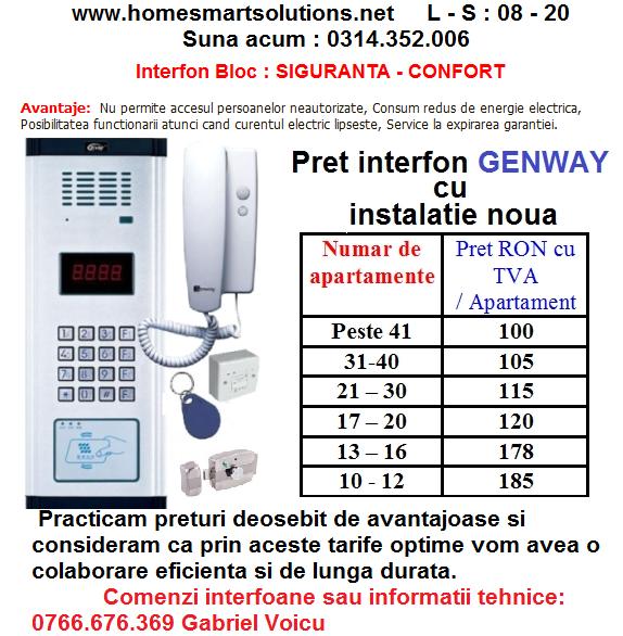 Interfon bloc, montaj, garantie - Pret | Preturi Interfon bloc, montaj, garantie