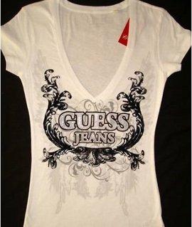 Tricou Guess V Neck Glitter T-shirt Tee Top - Pret | Preturi Tricou Guess V Neck Glitter T-shirt Tee Top