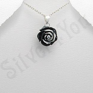 Silver4You.ro - Pandantiv argint trandafir mic negru - Pret | Preturi Silver4You.ro - Pandantiv argint trandafir mic negru