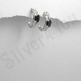 Silver4You.ro - Cercei argint safir negru zircon alb mici - Pret | Preturi Silver4You.ro - Cercei argint safir negru zircon alb mici