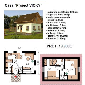 Proiect casa de lemn Vicky - Pret | Preturi Proiect casa de lemn Vicky