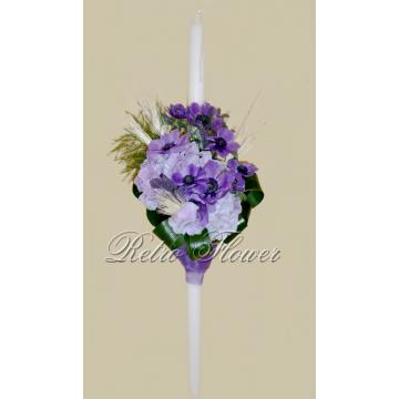 Lumanare de botez cu anemone si hortensia - Pret | Preturi Lumanare de botez cu anemone si hortensia