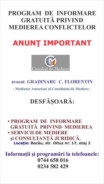 Servicii de mediere a conflictelor - Pret | Preturi Servicii de mediere a conflictelor