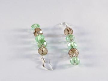 Cercei din cristale verzi-gri - Pret | Preturi Cercei din cristale verzi-gri