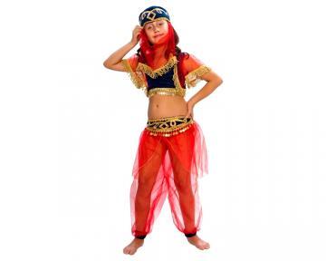 Costum Carnaval Copii Dansatoare Orientala Rosu - Pret | Preturi Costum Carnaval Copii Dansatoare Orientala Rosu