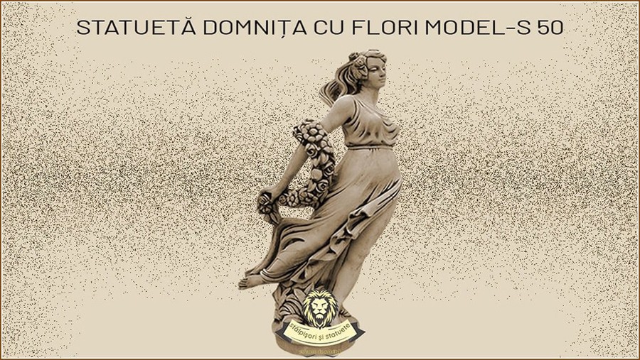 Statueta domnita cu flori din beton model S50. - Pret | Preturi Statueta domnita cu flori din beton model S50.