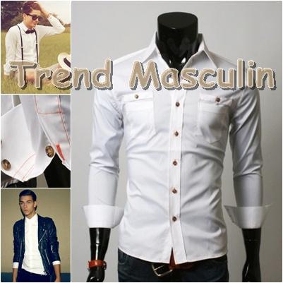 Camasa Barbati Slim Fit Cambrata Alba Cusaturi Portocalii - Pret | Preturi Camasa Barbati Slim Fit Cambrata Alba Cusaturi Portocalii