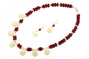 Bijuterii mireasa di perle naturale si coral - Pret | Preturi Bijuterii mireasa di perle naturale si coral