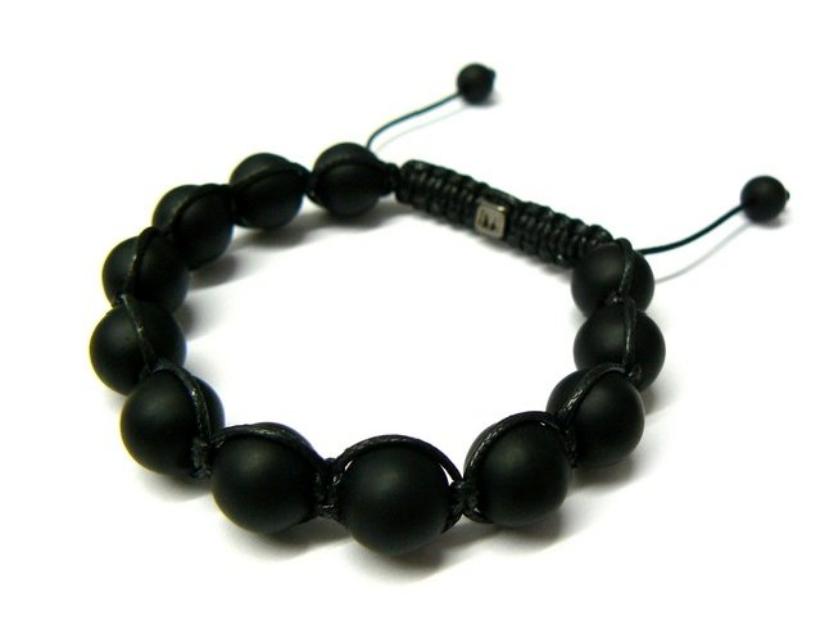 Bratara Shamballa cu bile negre mate - Pret | Preturi Bratara Shamballa cu bile negre mate