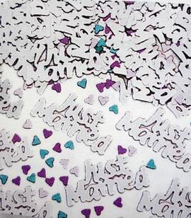 Confetti decor mese nunta JUST MARRIED argintii 14gr - Pret | Preturi Confetti decor mese nunta JUST MARRIED argintii 14gr