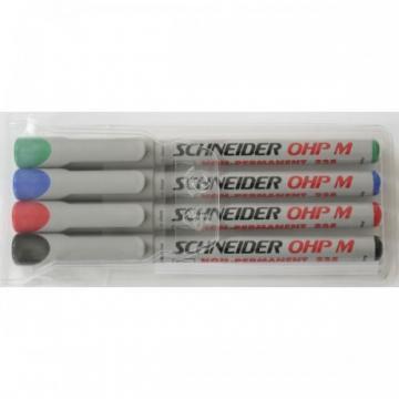 OHP Non-Permanent marker, 4 cul./set, SCHNEIDER 225 M, medium - 1mm - (N, R, A, V) - Pret | Preturi OHP Non-Permanent marker, 4 cul./set, SCHNEIDER 225 M, medium - 1mm - (N, R, A, V)
