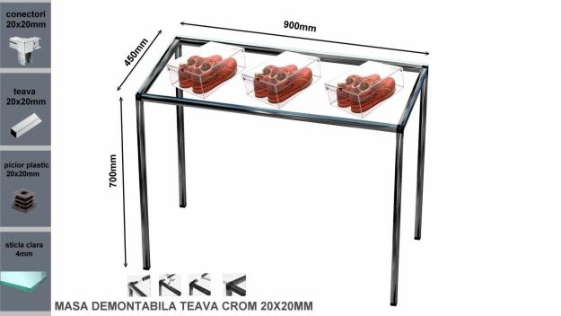 Masa cromata Inaltime700mm,L=900 - Pret | Preturi Masa cromata Inaltime700mm,L=900