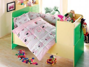 Set lenjerie de pat pentru bebelusi Altinbasak Catelus roz - Pret | Preturi Set lenjerie de pat pentru bebelusi Altinbasak Catelus roz