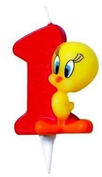 Lumanare aniversara de tort cifra TWEETY - Pret | Preturi Lumanare aniversara de tort cifra TWEETY