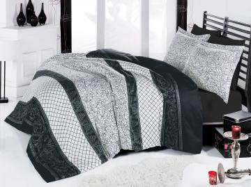 Lenjerie de pat din satin Clasy Vintage negru 2 persoane - Pret | Preturi Lenjerie de pat din satin Clasy Vintage negru 2 persoane