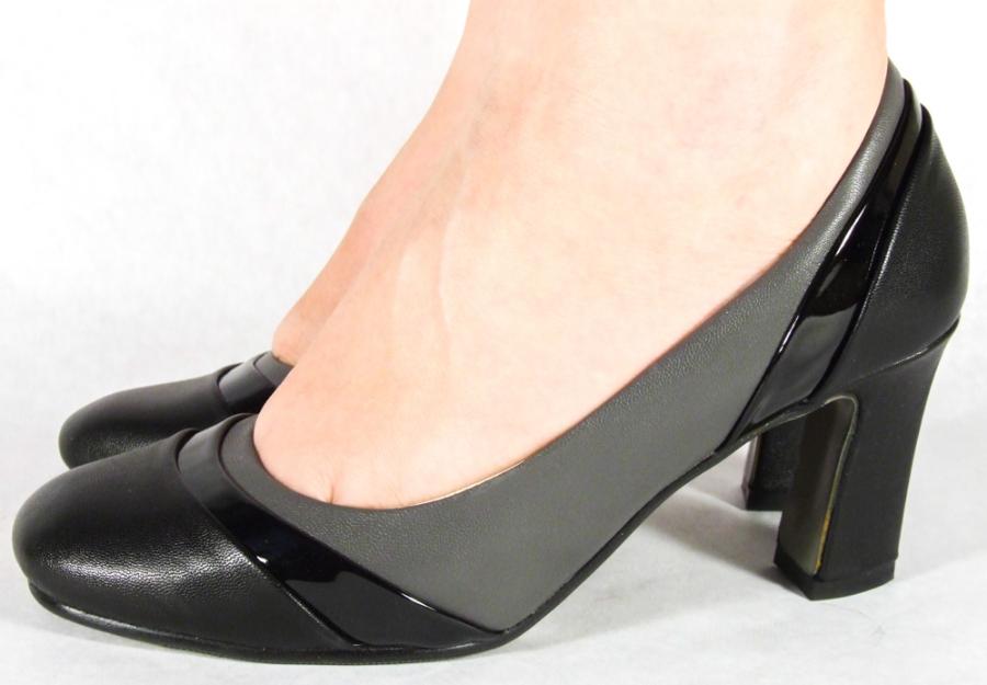 Pantofi negru cu gri cu toc dama/dame/femei (Model: 13-28275) - Pret | Preturi Pantofi negru cu gri cu toc dama/dame/femei (Model: 13-28275)