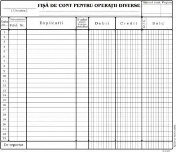 Fisa cont analitic pentru operatii diverse, A5, fata/verso, 100 file carton/pachet - Pret | Preturi Fisa cont analitic pentru operatii diverse, A5, fata/verso, 100 file carton/pachet