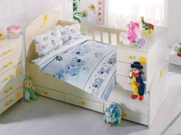 Set lenjerie de pat pentru bebelusi Altinbasak Catelus albastru - Pret | Preturi Set lenjerie de pat pentru bebelusi Altinbasak Catelus albastru