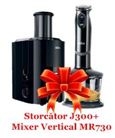 Pachet promotional Storcator J300 Braun + CADOU Mixer vertical Braun MR730 CA Black - Pret | Preturi Pachet promotional Storcator J300 Braun + CADOU Mixer vertical Braun MR730 CA Black