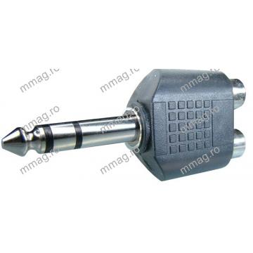 Adaptor jack tata 6,3 mm, stereo-2 x RCA mama-6651 - Pret | Preturi Adaptor jack tata 6,3 mm, stereo-2 x RCA mama-6651