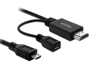 Cablu MHL T la HDMI T + micro USB B M 1.5 m, Delock 82990 - Pret | Preturi Cablu MHL T la HDMI T + micro USB B M 1.5 m, Delock 82990