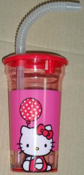 Pahar cu pai flexibil 400ml HELLO KITTY TULIP - Pret | Preturi Pahar cu pai flexibil 400ml HELLO KITTY TULIP