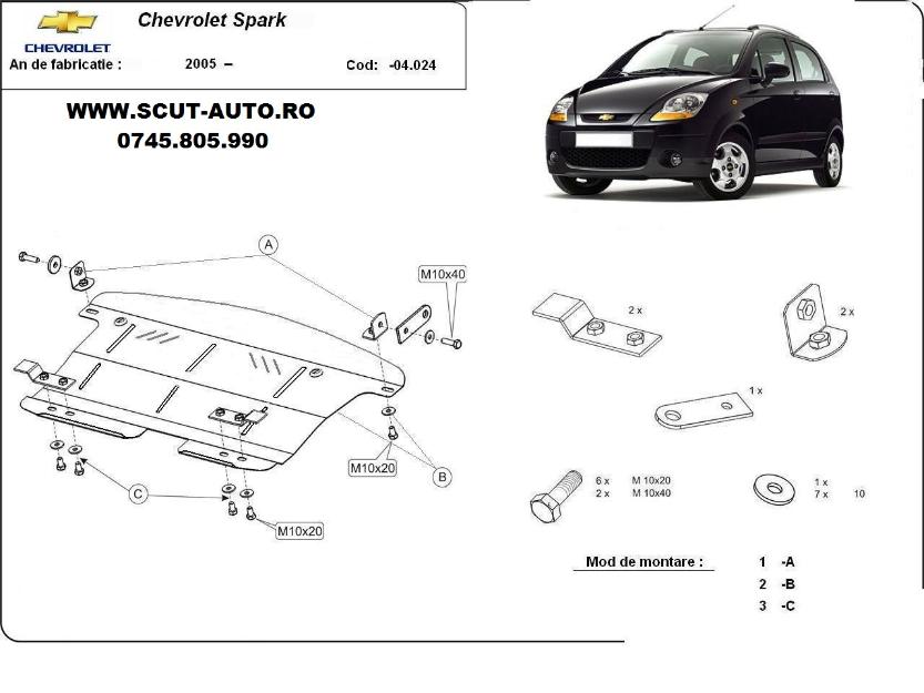 Scut motor metalic Chevrolet Spark - Pret | Preturi Scut motor metalic Chevrolet Spark