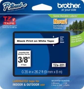 Banda laminata TZE221 pentru PT, 9mm/8m, negru/alb, Eco package, Brother - Pret | Preturi Banda laminata TZE221 pentru PT, 9mm/8m, negru/alb, Eco package, Brother