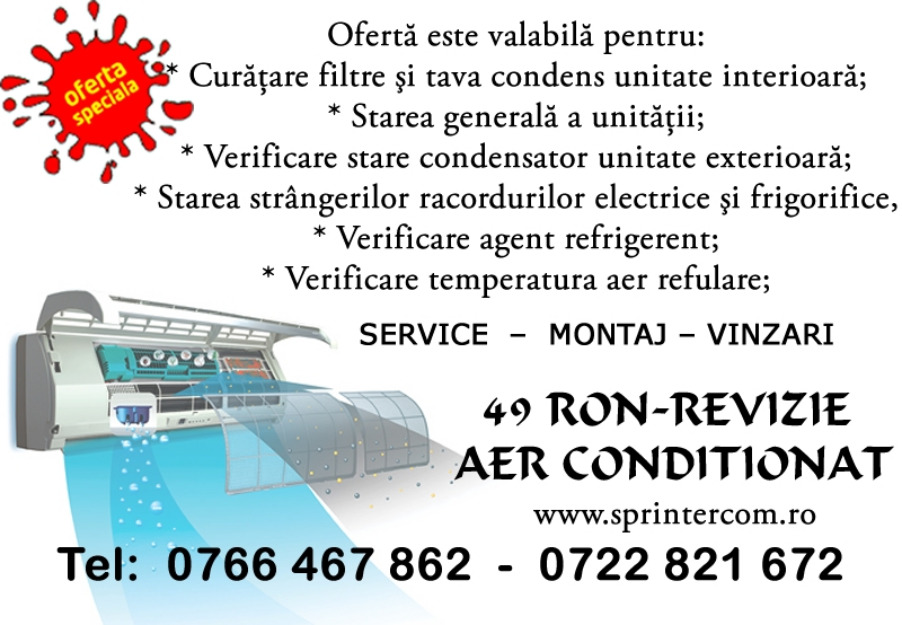 49 ron revizie aparat aer conditionat. - Pret | Preturi 49 ron revizie aparat aer conditionat.