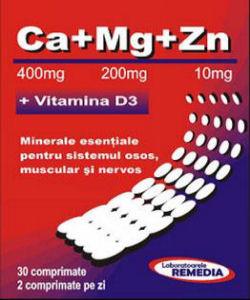 Ca-Mg-Zn cu Vitamina D3 *30cpr - Pret | Preturi Ca-Mg-Zn cu Vitamina D3 *30cpr