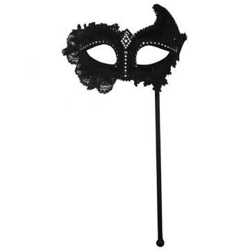 Masca de carnaval neagra, pe bat - Pret | Preturi Masca de carnaval neagra, pe bat