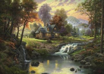 Puzzle Schmidt 1000 Thomas Kinkade : Mountain Retreat - Pret | Preturi Puzzle Schmidt 1000 Thomas Kinkade : Mountain Retreat