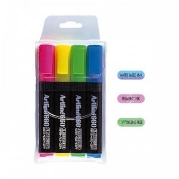 Textmarker fluorescent 1.0-4.0mm, 4cul/set, ARTLINE 660 - (YE,PK,GR,BL) - Pret | Preturi Textmarker fluorescent 1.0-4.0mm, 4cul/set, ARTLINE 660 - (YE,PK,GR,BL)