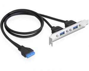 Bracket USB 3.0 19 pini intern la 2 x USB 3.0 extern, Delock 82963 - Pret | Preturi Bracket USB 3.0 19 pini intern la 2 x USB 3.0 extern, Delock 82963