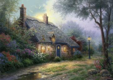 Puzzle Schmidt 1000 Thomas Kinkade : Moonlight Cottage - Pret | Preturi Puzzle Schmidt 1000 Thomas Kinkade : Moonlight Cottage