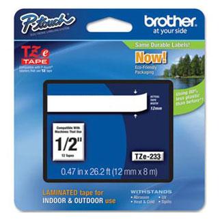 Banda laminata TZE233 pentru PT, 12mm/8m, albastru/alb, Eco package, Brother - Pret | Preturi Banda laminata TZE233 pentru PT, 12mm/8m, albastru/alb, Eco package, Brother