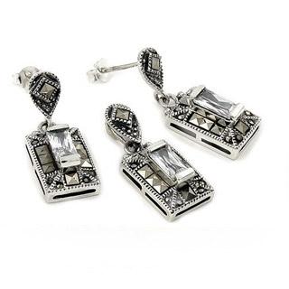 Set marcasite dreptunghiular (SMA013 ) - Pret | Preturi Set marcasite dreptunghiular (SMA013 )