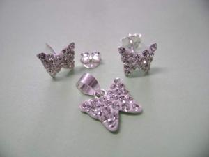 Set argint model de fluture cu cristale swarovski - S29c - Pret | Preturi Set argint model de fluture cu cristale swarovski - S29c