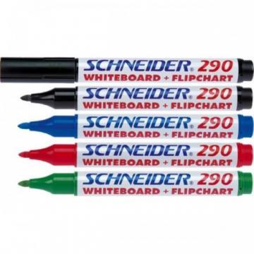 Whiteboard+flipchart marker ,1-3mm, 4 cul./set, SCHNEIDER 290 - (N, R, A, V) - Pret | Preturi Whiteboard+flipchart marker ,1-3mm, 4 cul./set, SCHNEIDER 290 - (N, R, A, V)