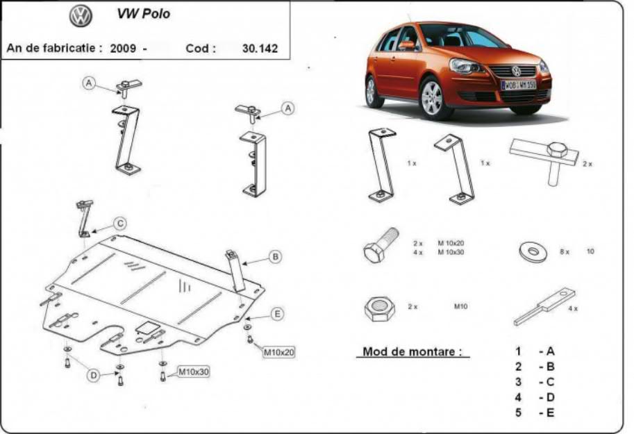 Scut motor metalic VW Polo - Pret | Preturi Scut motor metalic VW Polo