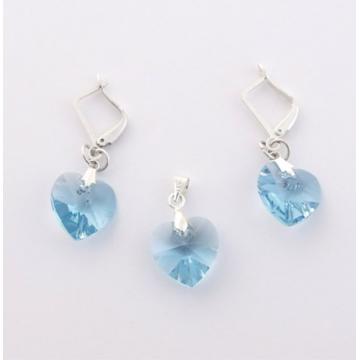 Set bijuterii cristale Swarovski culoare Aquamarine - Pret | Preturi Set bijuterii cristale Swarovski culoare Aquamarine