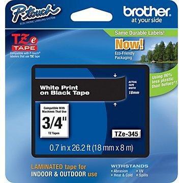 Banda laminata TZE345 pentru PTS, 18mm/8m, alb/negru, Eco package, Brother - Pret | Preturi Banda laminata TZE345 pentru PTS, 18mm/8m, alb/negru, Eco package, Brother